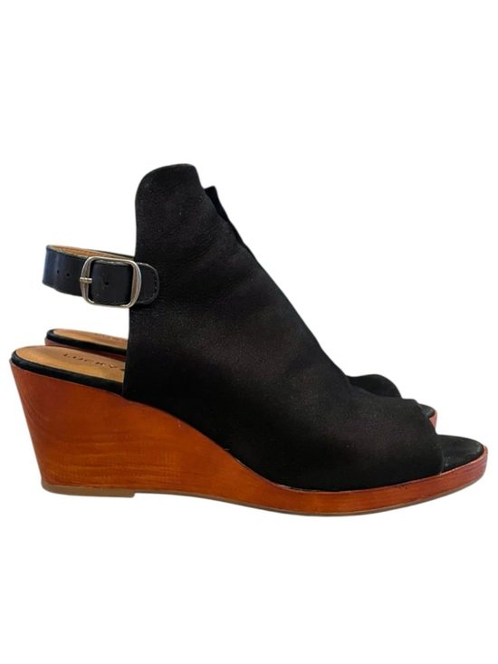 Lucky Brand Shoes - Lucky Brand Womens 7.5 Open Toe Slingback Platform Wedge Sandal Bootie Leather